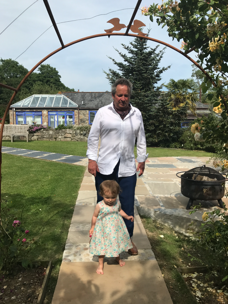 Bridegroom and daughter at Lower Barns Boutique Wedding Venue, Cornwall